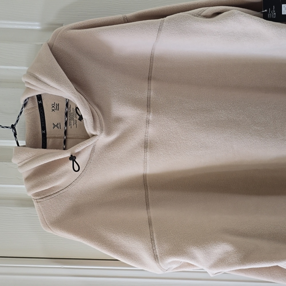 XERSION BRAND WOMEN'S PLUS SIZE BEIGE PULLOVER HOODED FLEECE SIZE XXL